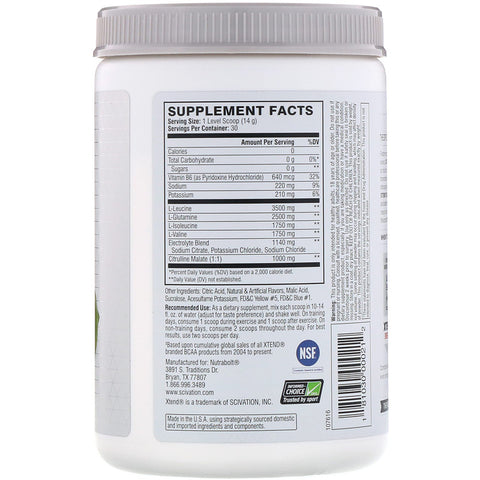 Xtend The Original 7 G BCAA, Lemon-Lime Squeeze, 14.8 oz (420 g) - 30 Servings