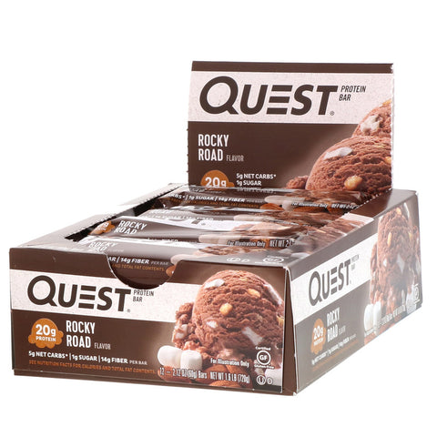Quest Nutrition - Protein Bar, Rocky Road, 12 Bars, 2.12 oz (60 g) Each