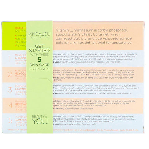 Andalou Naturals - Get Started Brightening Skin Care Essentials, 5 Piece Kit