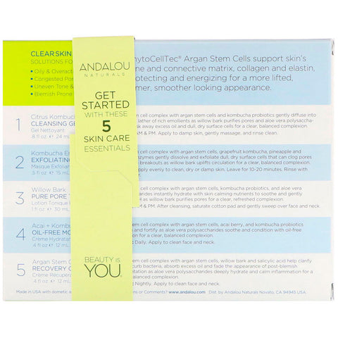 Andalou Naturals - Get Started Clarifying Skin Care Essentials, 5 Piece Kit