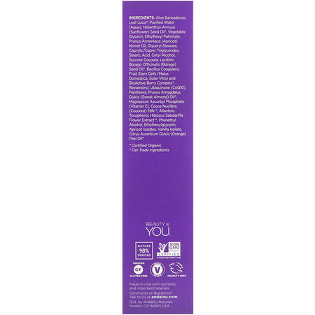 Andalou Naturals - Cleansing Milk, Apricot Probiotic, Age Defying, 6 fl oz (178 ml)