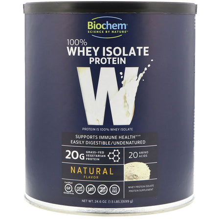 BioChem - 100% Whey Isolate Protein, Natural Flavor, 24.6 oz 1.53 lbs (699 g) - Powder