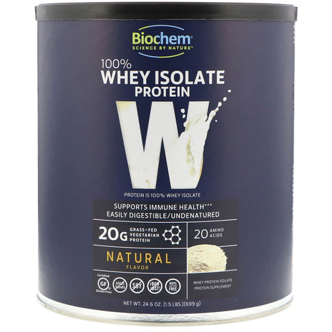 BioChem - 100% Whey Isolate Protein, Natural Flavor, 24.6 oz 1.53 lbs (699 g) - Powder