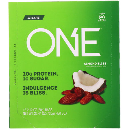 One Brands, One Bar, Almond Bliss, 12 Bars, 2.12 oz (60 g) Each