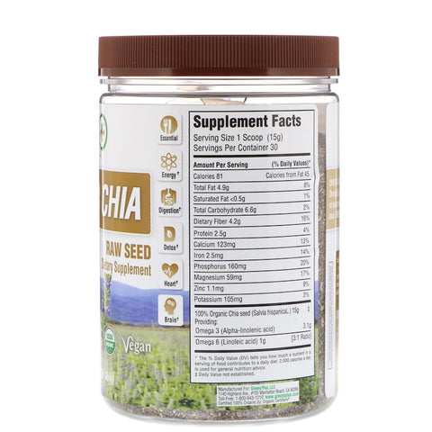 Green Plus - ORGANIC OMEGA 3 CHIA Seed 1 Pound - 1 Lb