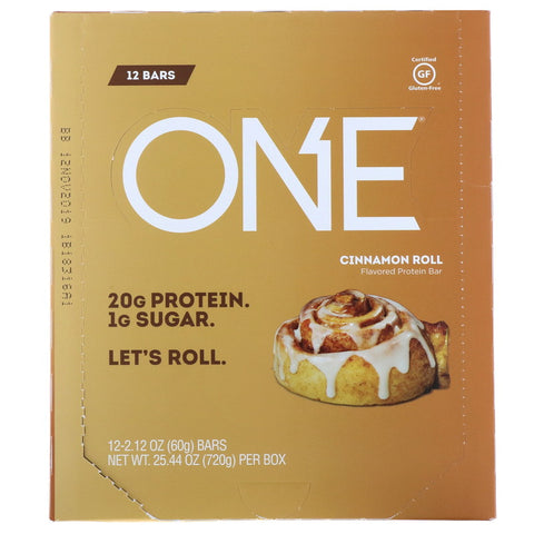 One Brands, One Bar, Cinnamon Roll, 12 Bars, 2.12 oz (60 g) Each