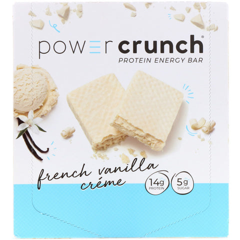 BNRG, Power Crunch Protein Energy Bar, French Vanilla Creme, 12 Bars, 1.4 oz (40 g) Each