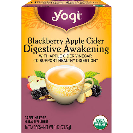 Yogi Tea - Digestive Awakening, Blackberry Apple Cider, Caffeine Free, 16 Tea Bags, 1.02 oz (29 g)