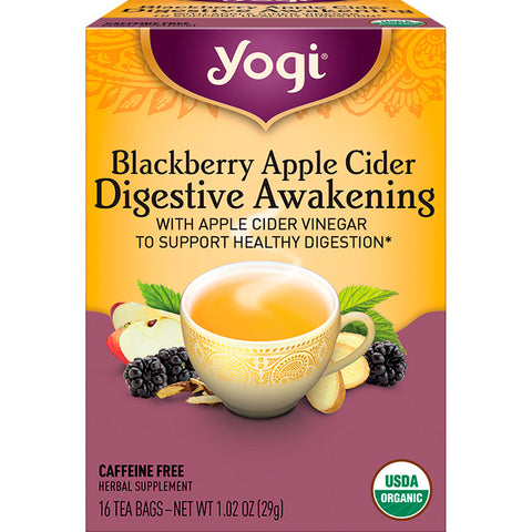 Yogi Tea - Digestive Awakening, Blackberry Apple Cider, Caffeine Free, 16 Tea Bags, 1.02 oz (29 g)