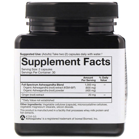 Youtheory - Ashwagandha, 1,000 mg, 60 Vegetarian Capsules