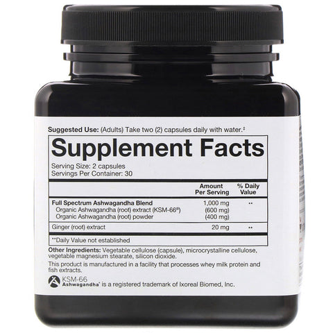 Youtheory - Ashwagandha, 1,000 mg, 60 Vegetarian Capsules