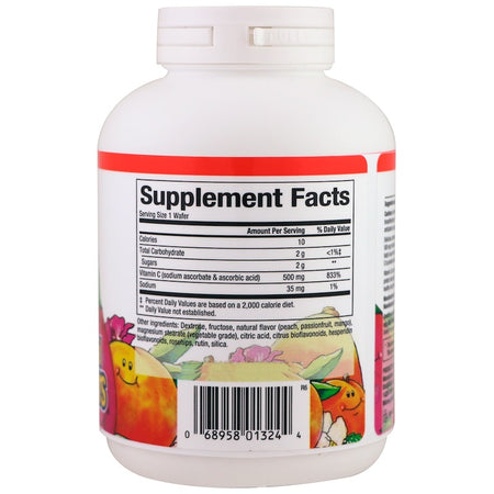Natural Factors - 00% Natural Fruit Chew C, Peach, Passionfruit And Mango Flavor, 500 Mg,  - 90 Chewable Wafers