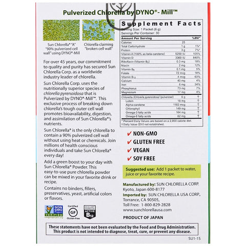 Sun Chlorella Powder 30 Individual Packets - 30 Pct