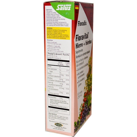 Flora - Floradix, Floravital Iron + Herbs Supplement, Liquid Extract Formula, 8.5 fl oz (250 ml)