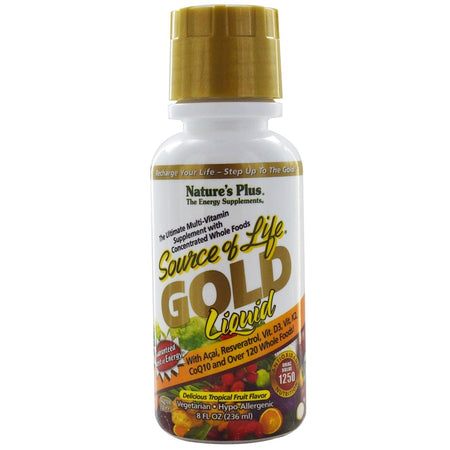 Natures Plus -  Source of Life, Gold Liquid, Delicious Tropical Fruit Flavor, 8 fl oz (236 ml)