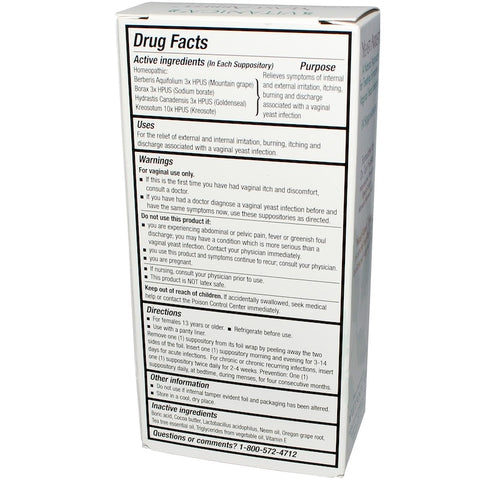 Vitanica - Yeast Arrest, Vaginal Support, 14 Vaginal Suppositories