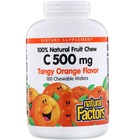 Natural Factors C 500mg Natural Fruit Chews-Tangy Orange  - 180 Chewable
