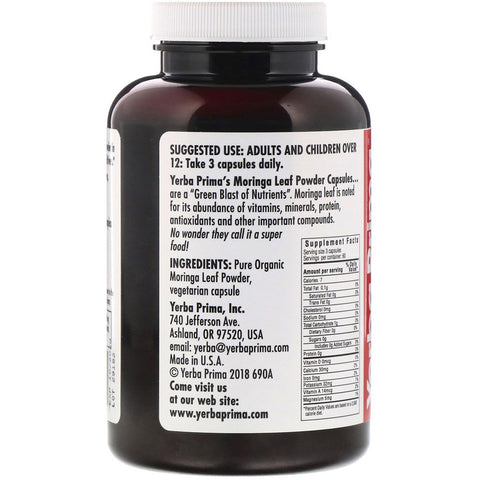 Yerba Prima - Moringa Veg Caps - 180 Capsules