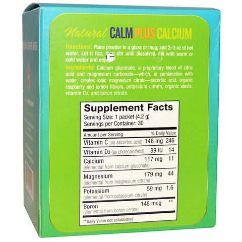 Natural Vitality - Natural Calm Plus Calcium, Raspberry-Lemon Flavor, 30 Single-Serving Packs, 0.15 oz (4.2 g) Each