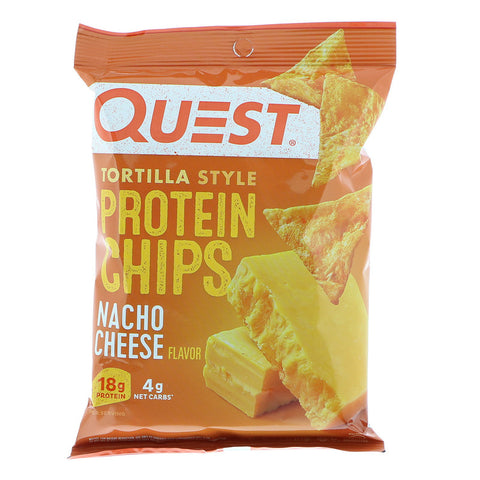 Quest Nutrition - Tortilla Style Protein Chips, Nacho Cheese, 8 Bags, 1.1 oz (32 g ) Each