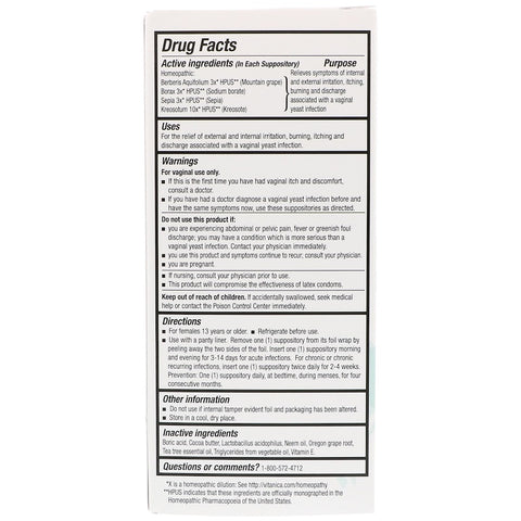 Vitanica - Yeast Arrest, Vaginal Support, 28 Vaginal Suppositories