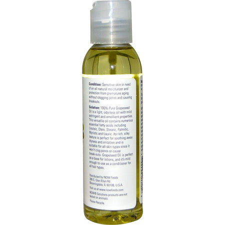 Now Foods - Solutions, Grapeseed Oil, 4 fl oz (118 ml)