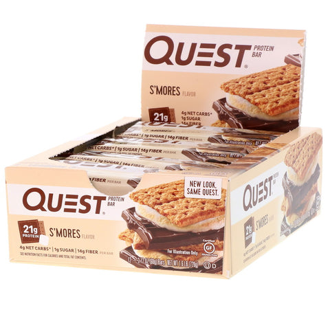 Quest Nutrition - Protein Bar, S'mores, 12 Bars, 2.12 (60 g) Each
