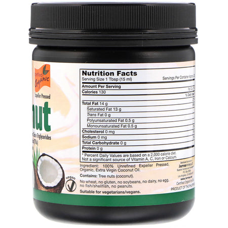 Jarrow - Coconut Oil 100% Organic, Extra Virgin - 16 Oz
