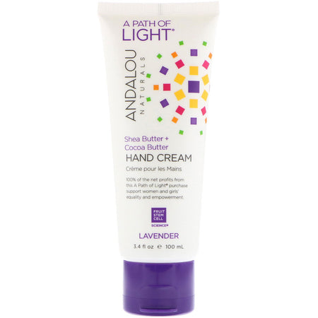 Andalou Naturals - A Path of Light, Shea Butter + Cocoa Butter Hand Cream, Lavender, 3.4 fl oz (100 ml)