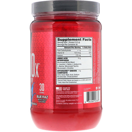 BSN - Amino-X, Endurance & Recovery, Blue Raz, 15.3 oz (435 g)