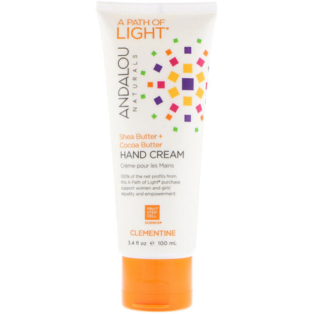 Andalou Naturals - A Path of Light, Shea Butter + Cocoa Butter Hand Cream, Clementine, 3.4 fl oz (100 ml)