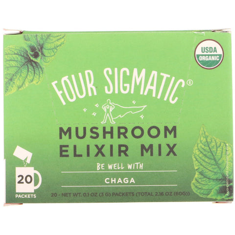 Four Sigmatic - Chaga, Mushroom Elixir Mix, 20 Packets, 0.1 oz (3 g) Each