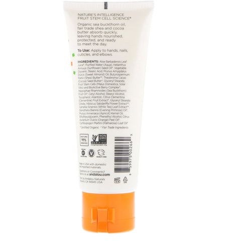 Andalou Naturals - A Path of Light, Shea Butter + Cocoa Butter Hand Cream, Clementine, 3.4 fl oz (100 ml)
