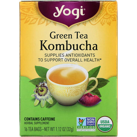 Yogi Tea - Organic, Green Tea Kombucha, 16 Tea Bags, 1.12 oz (32 g)