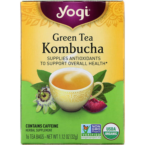 Yogi Tea - Organic, Green Tea Kombucha, 16 Tea Bags, 1.12 oz (32 g)