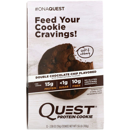Quest Nutrition - Protein Cookie, Double Chocolate Chip, 12 Pack, 2.08 oz (59 g) Each