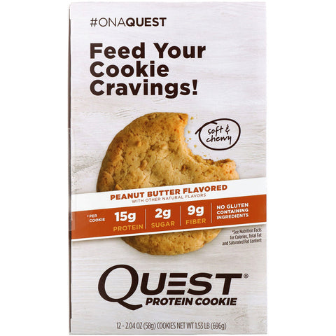Quest Nutrition - Protein Cookie, Peanut Butter, 12 Pack, 2.04 oz (58 g) Each