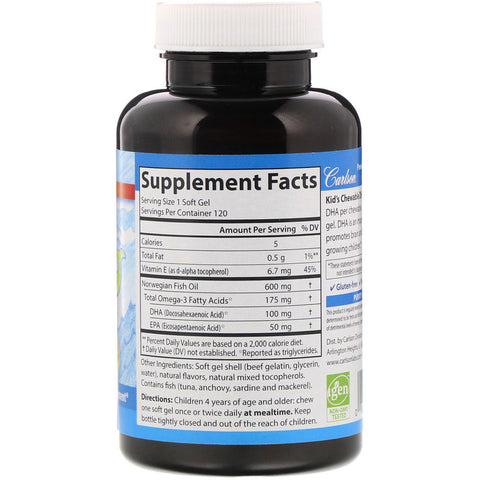 Carlson - Kid's Chewable DHA - 60 Softgels