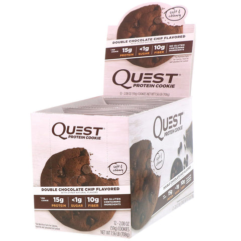 Quest Nutrition - Protein Cookie, Double Chocolate Chip, 12 Pack, 2.08 oz (59 g) Each
