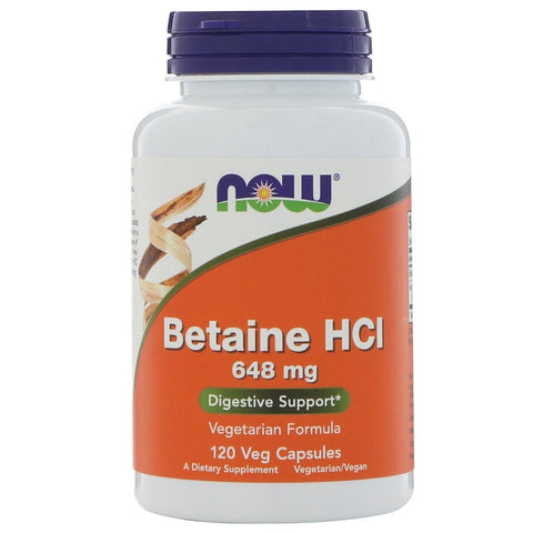 Now Foods - Betaine HCL, 648 mg, 120 Veggie Caps