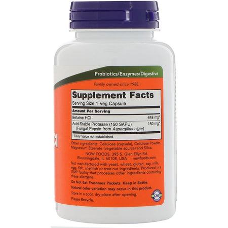 Now Foods - Betaine HCL, 648 mg, 120 Veggie Caps