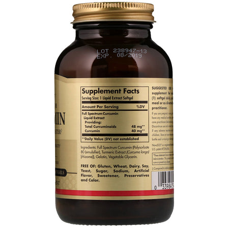 Solgar - Full Spectrum Curcumin Liquid Extract Softgels - 90 Softgels
