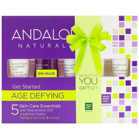 Andalou Naturals - Get Started Age Defying Kit Skin Care Essentials, 5 Piece Kit