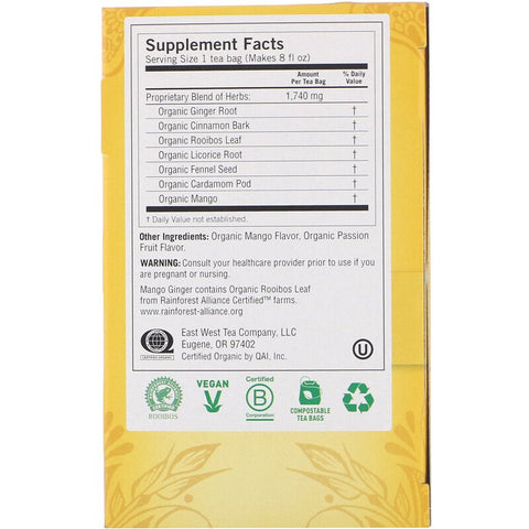 Yogi Tea - Organic Mango Ginger, Caffeine Free, 16 Tea Bags, 1.12 oz (32 g)