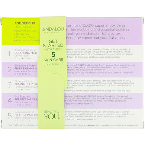 Andalou Naturals - Get Started Age Defying Kit Skin Care Essentials, 5 Piece Kit