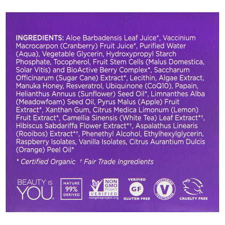 Andalou Naturals - Fruit Enzyme Mask, BioActive 8 Berry, Age Defying, 1.7 oz (50 g)