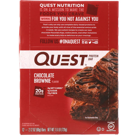 Quest Nutrition - Protein Bar, Chocolate Brownie, 12 Bars, 2.12 oz (60 g) Each