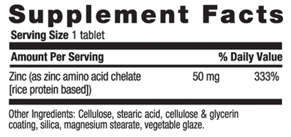 Country Life - CHELATED ZINC 50 MG. 100 - 100 Tablet