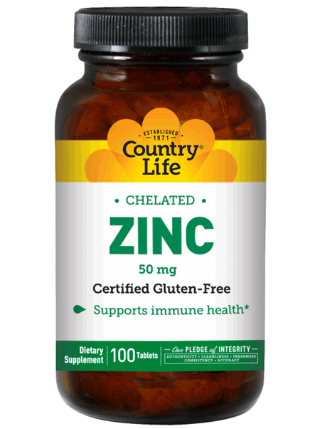 Country Life - CHELATED ZINC 50 MG. 100 - 100 Tablet