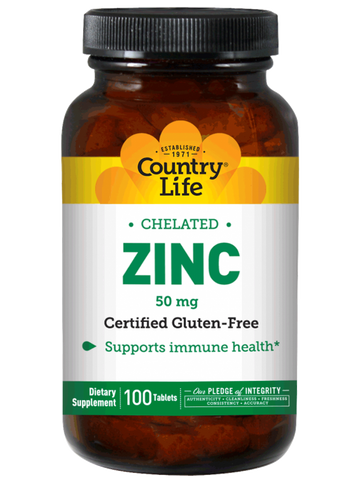 Country Life - CHELATED ZINC 50 MG. 100 - 100 Tablet